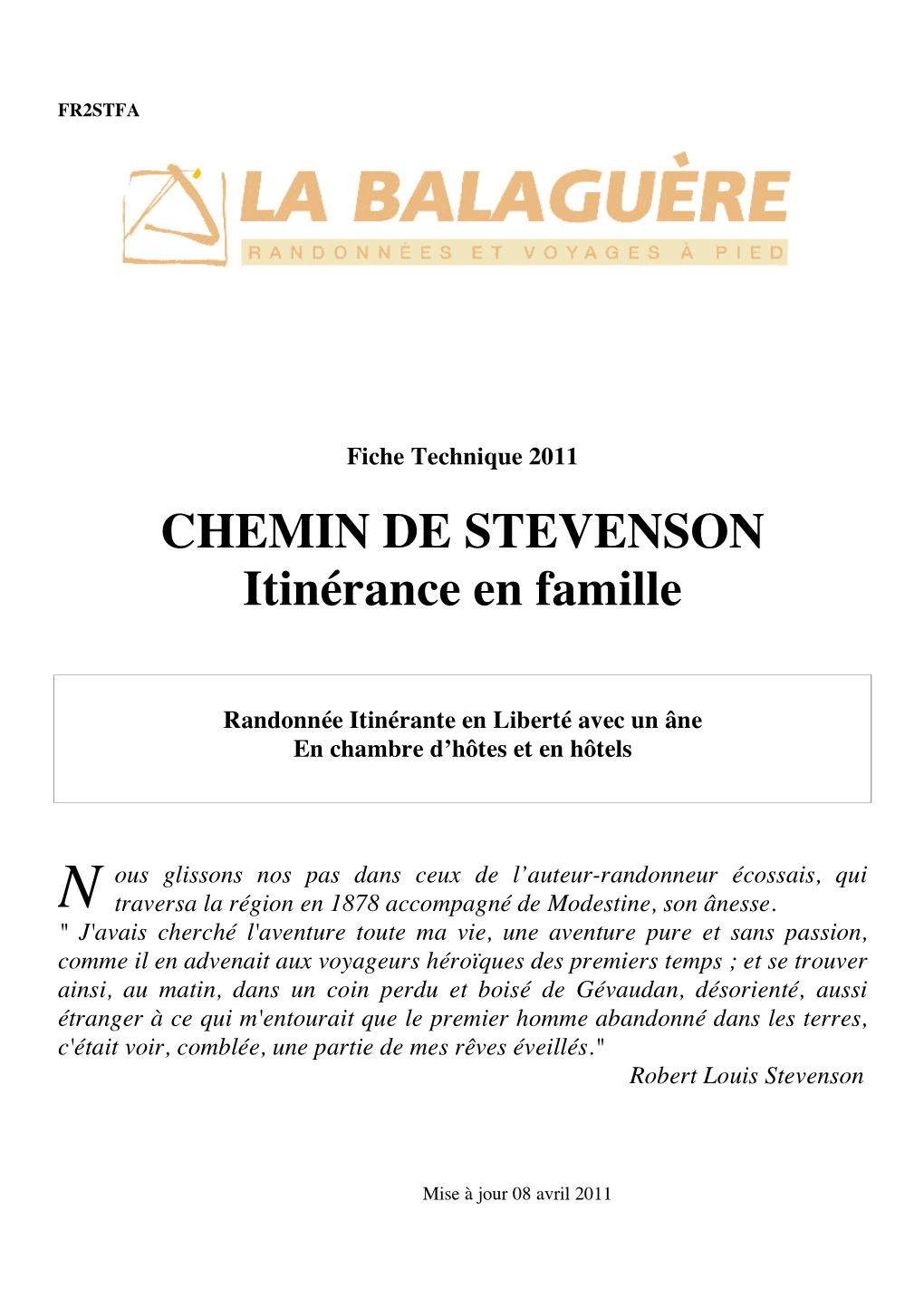 CHEMIN DE STEVENSON Itinérance En Famille