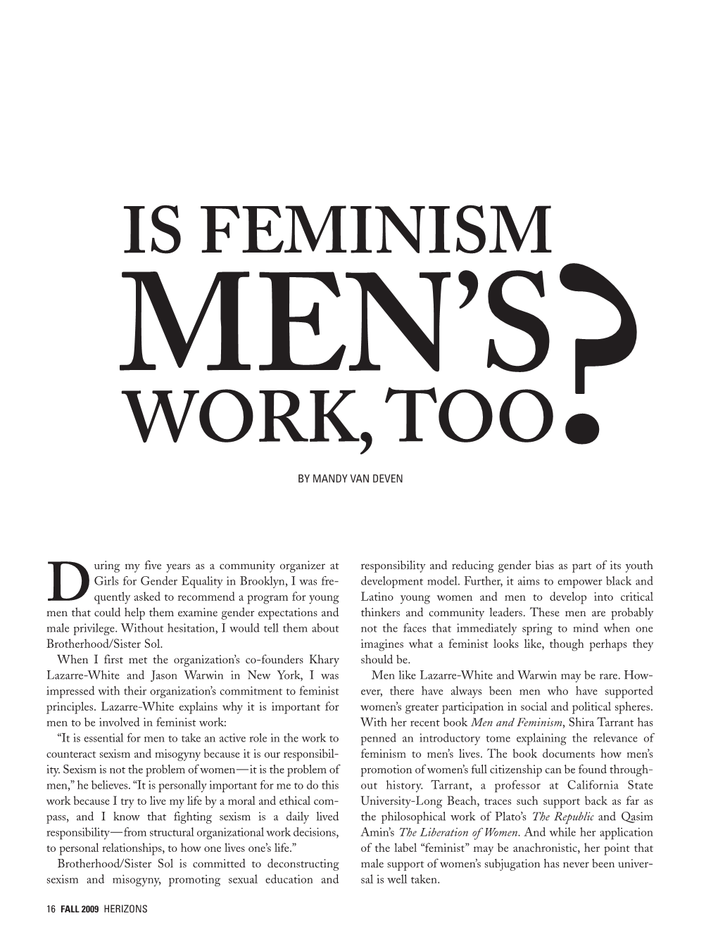 Van Deven, Is Feminism Men's Work, Too 09.Pdf