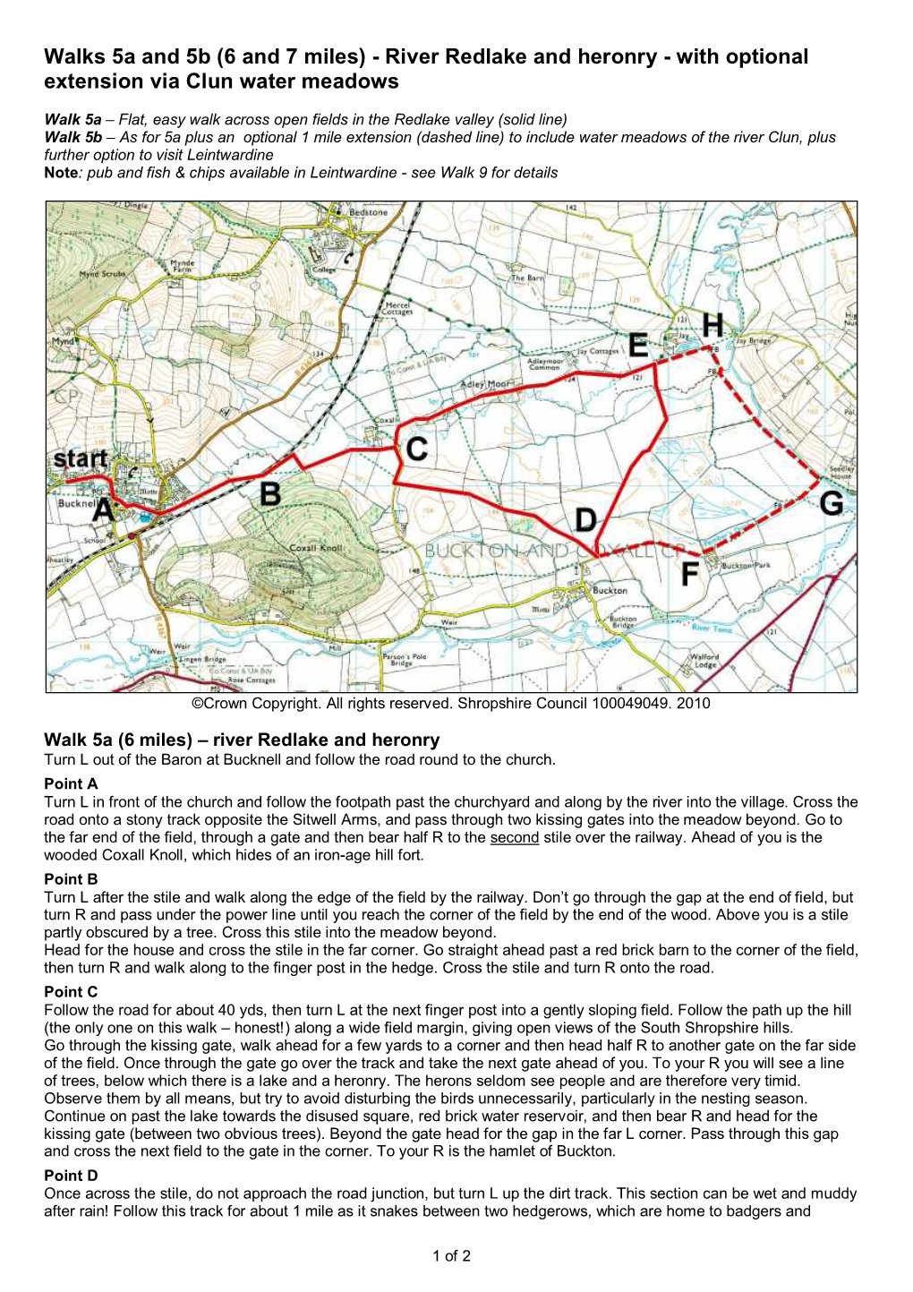 River Redlake and Heronry - with Optional Extension Via Clun Water Meadows