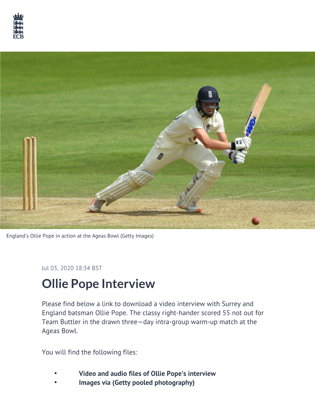 ​Ollie Pope Interview