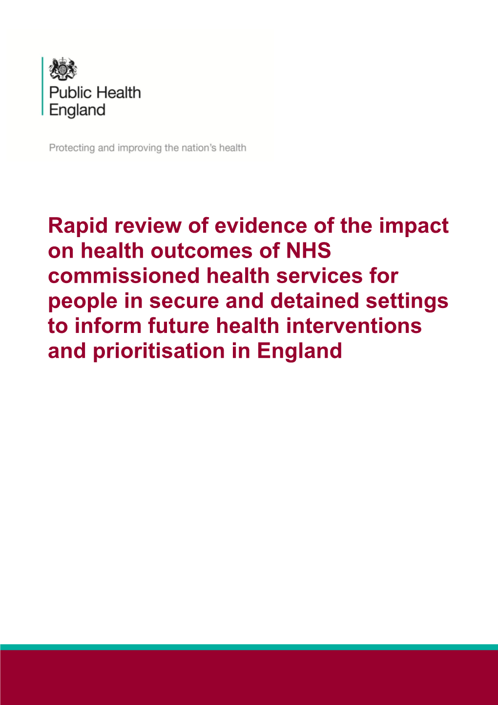 Review of NHS Healthcare in Prisons