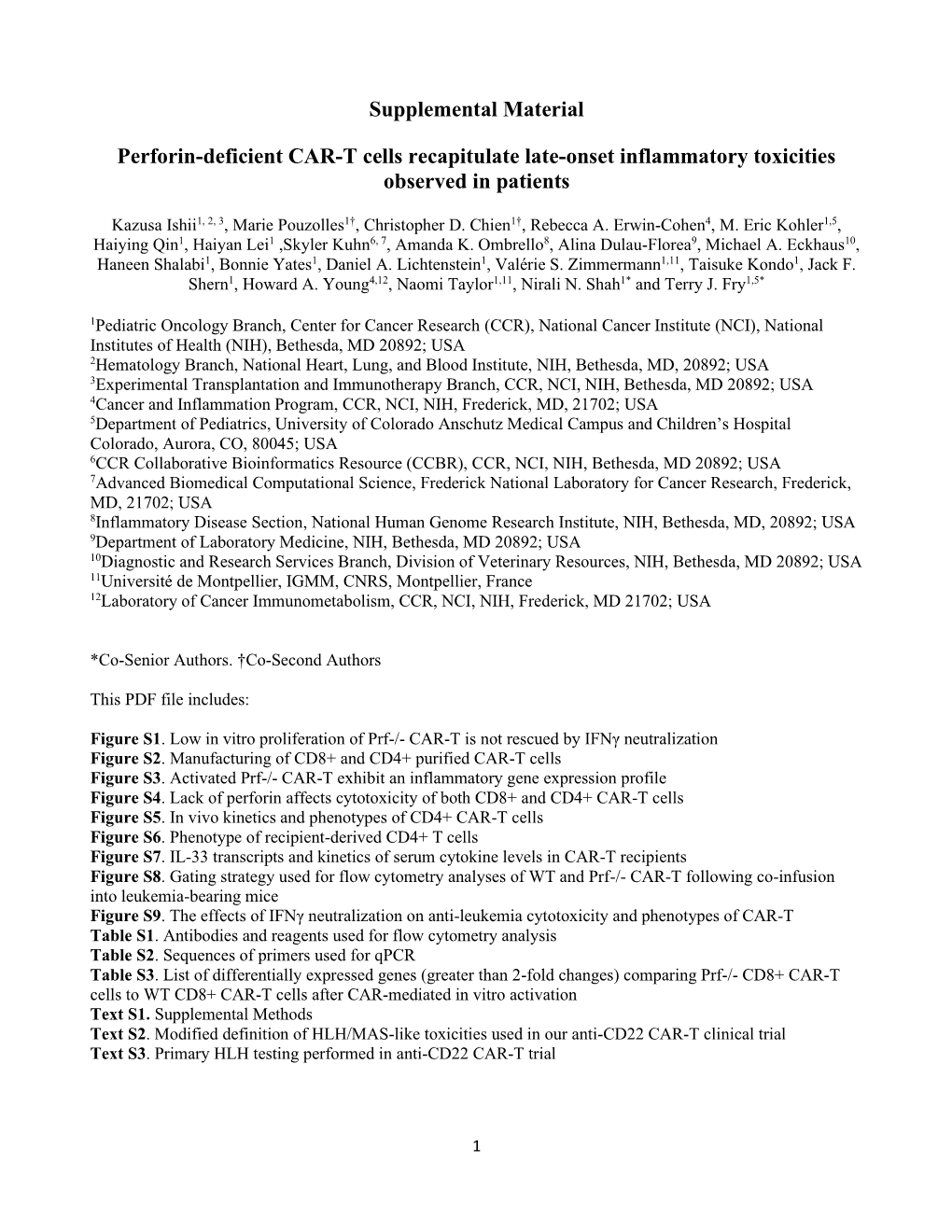 Supplemental Material Perforin-Deficient CAR-T Cells