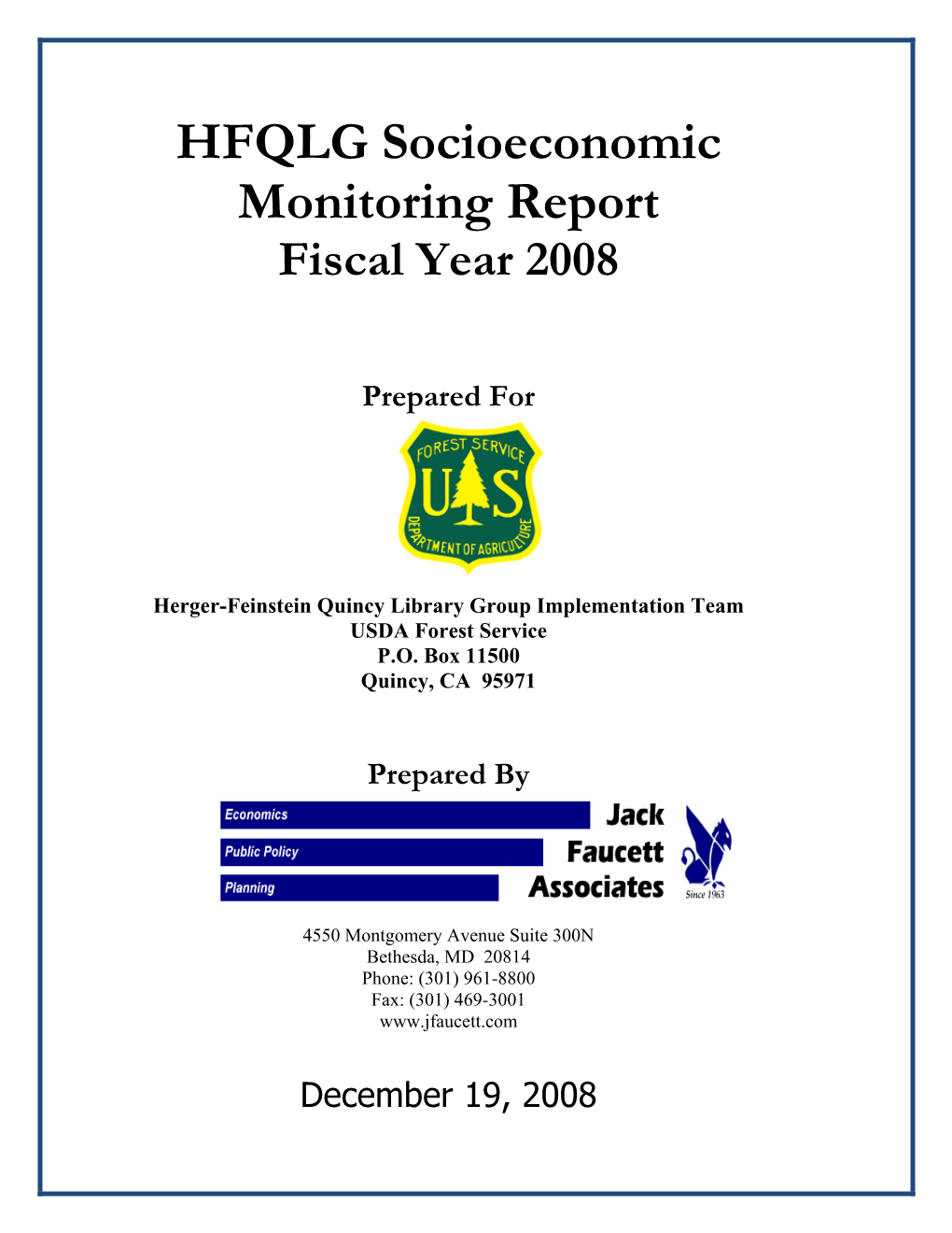 HFQLG Socioeconomic Monitoring Report Fiscal Year 2008