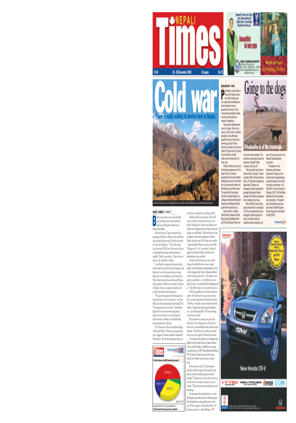 Nepali Times Nation Nepali Times 3 Editorial 20 - 26 December 2002 20 - 26 December 2002