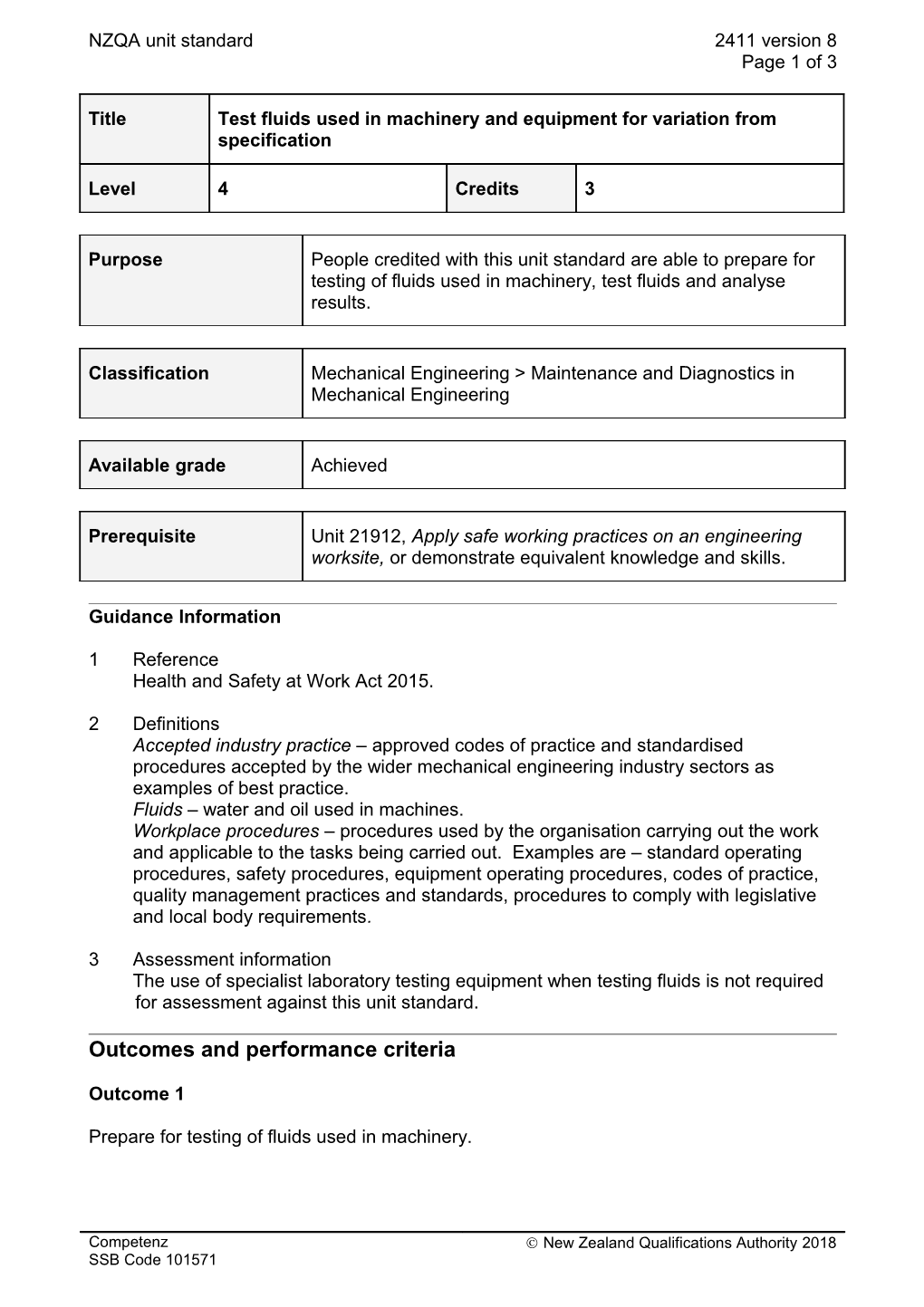 2411 Test Fluids Used in Machinery and Equipment for Variation from Specification