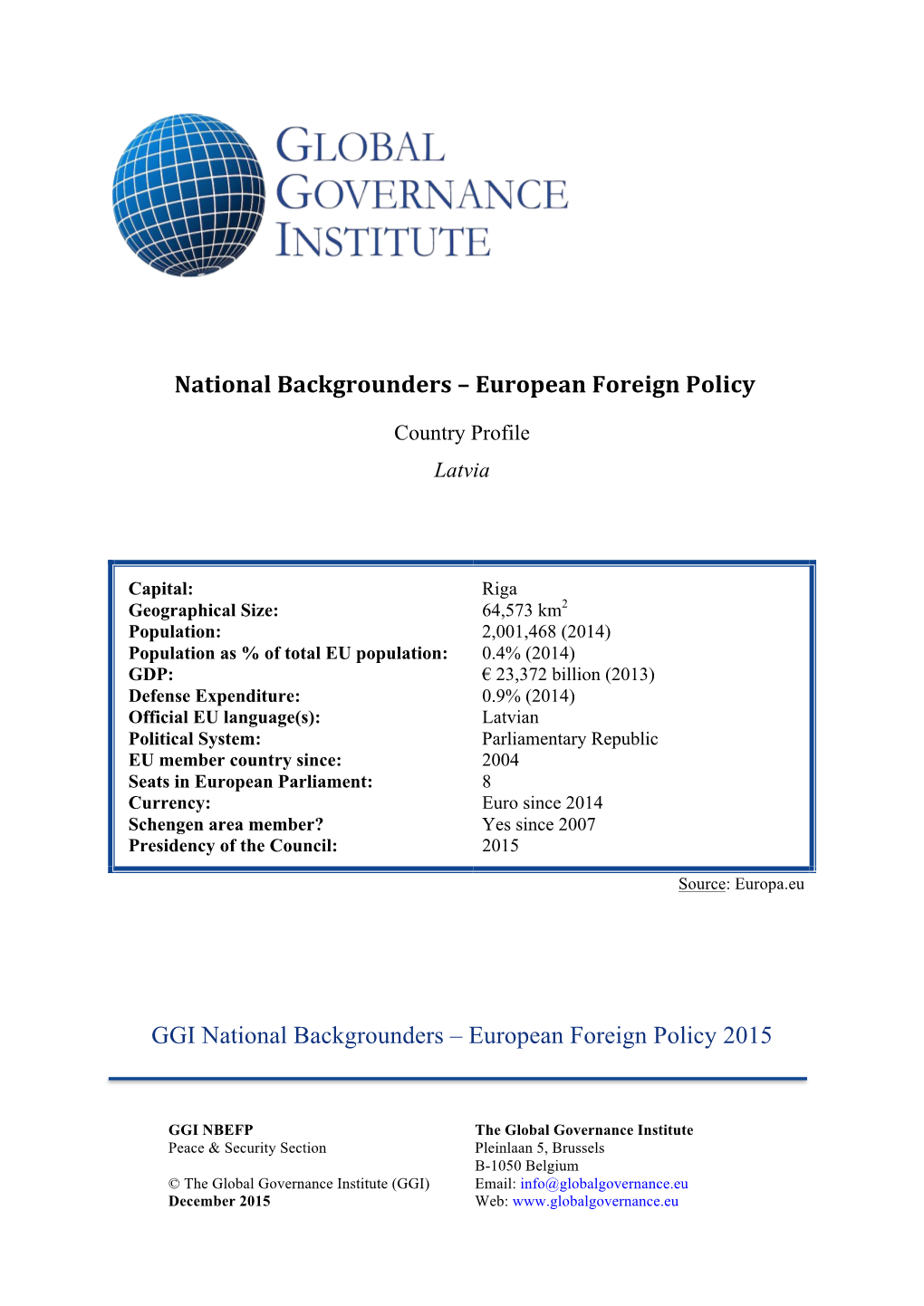 European Foreign Policy GGI National Backgrounders