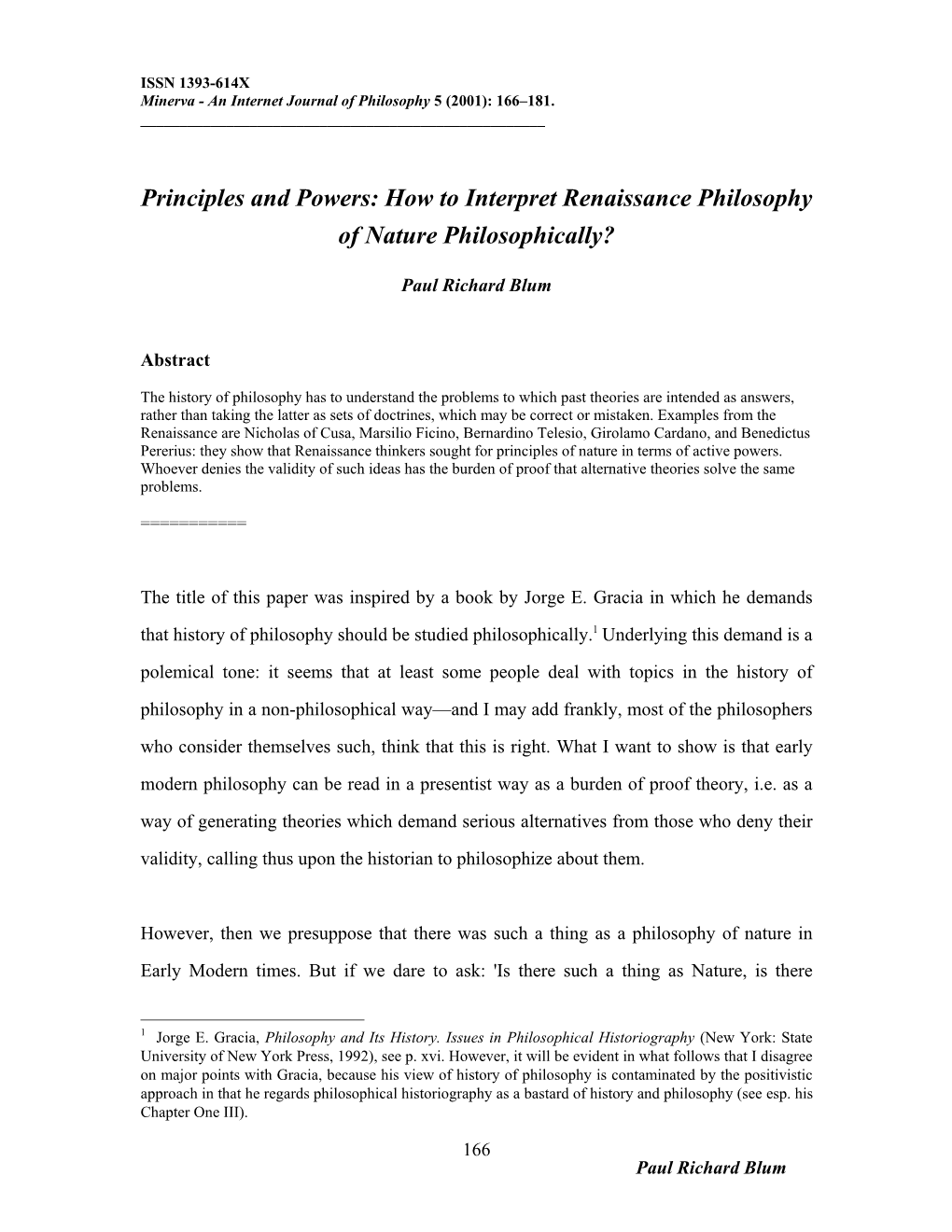 Principles and Powers: How to Interpret Renaissance Philosophy of Nature Philosophically?