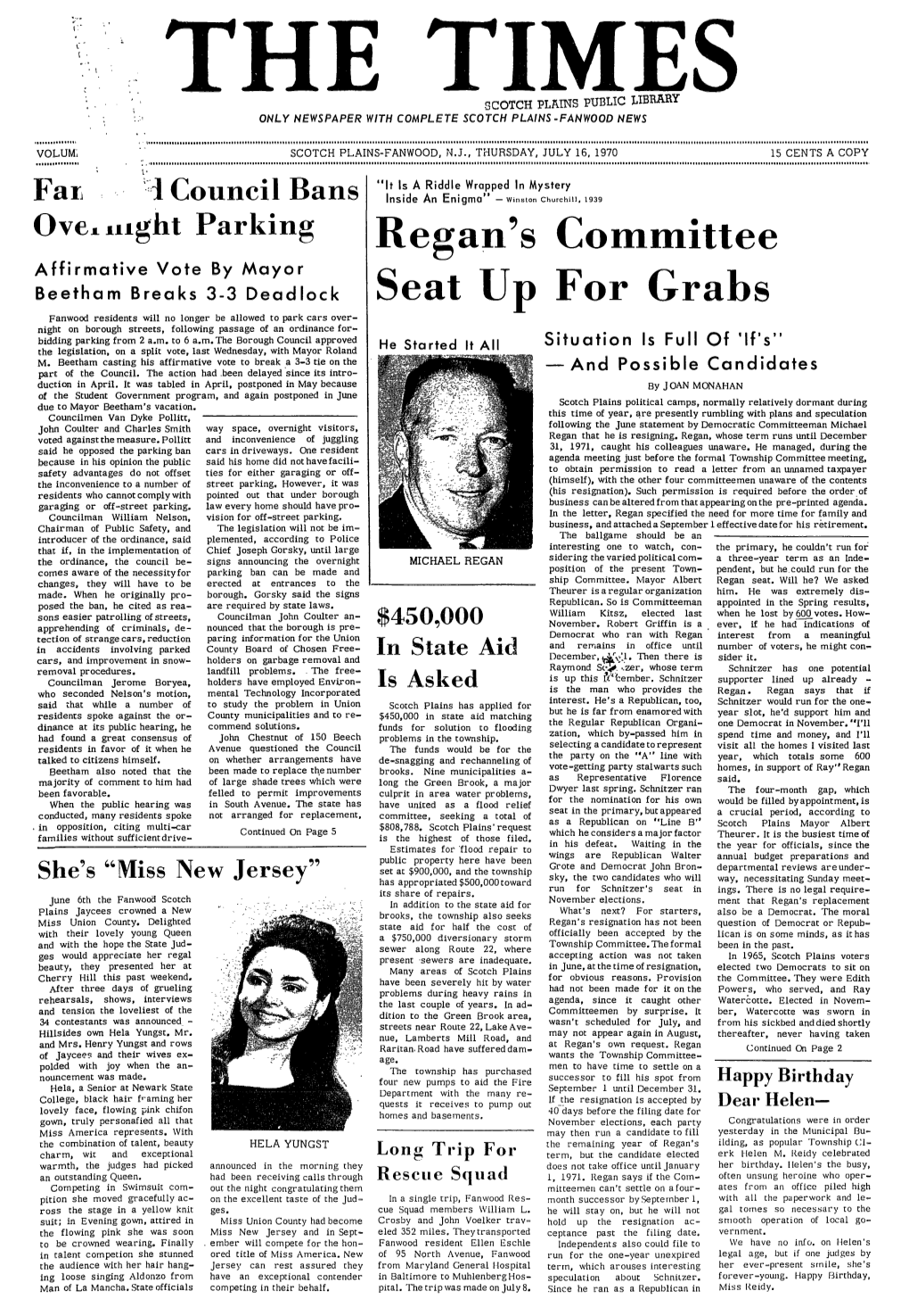 Regan's Committee Seat up for Grabs