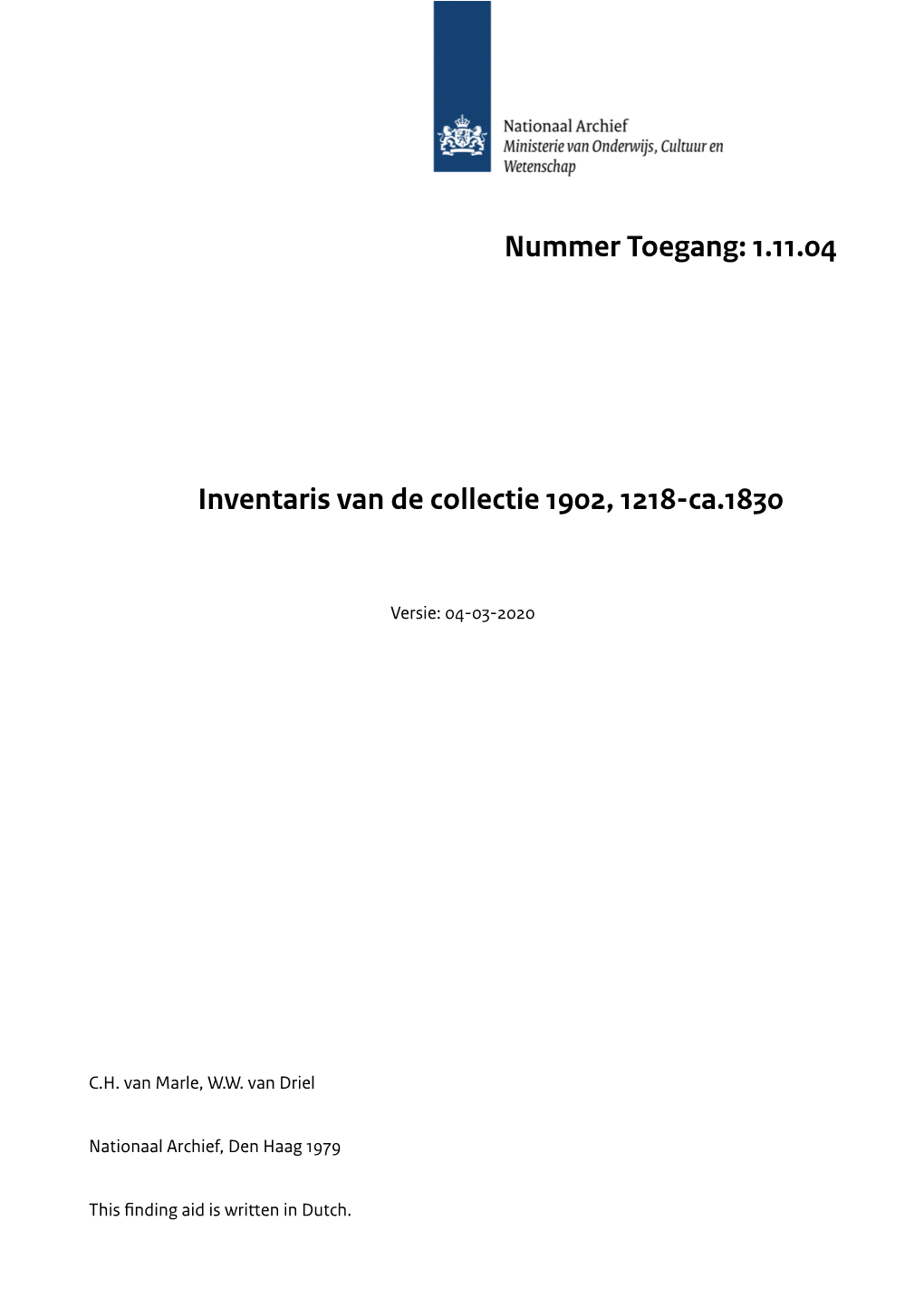 Collectie 1902, 1218-Ca.1830
