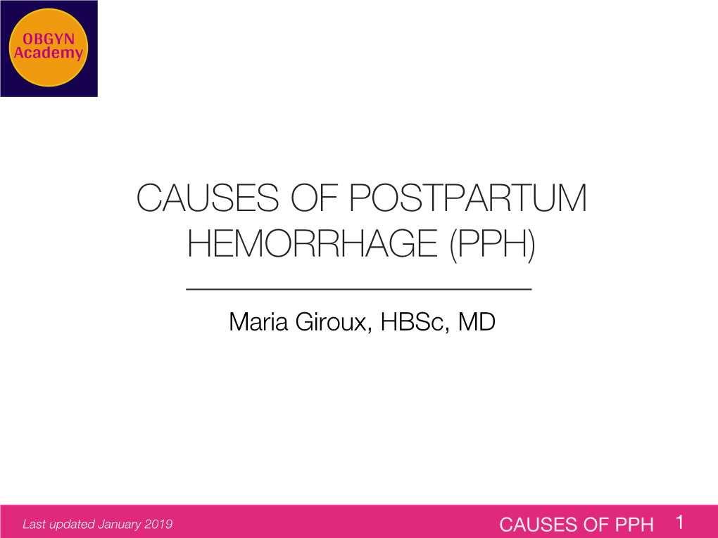 Causes of Postpartum Hemorrhage (Pph)