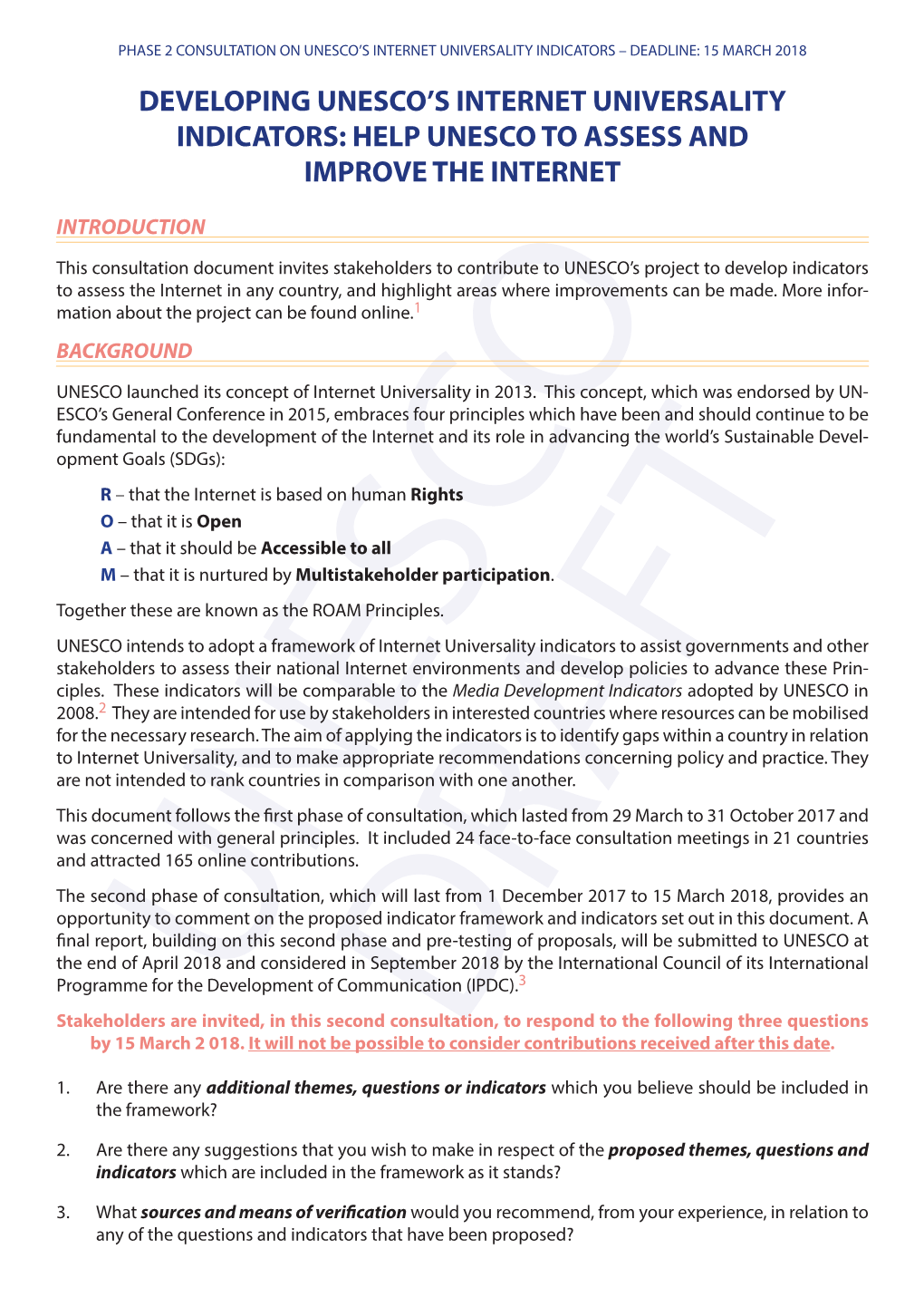 Draft Internet Universality Indicators