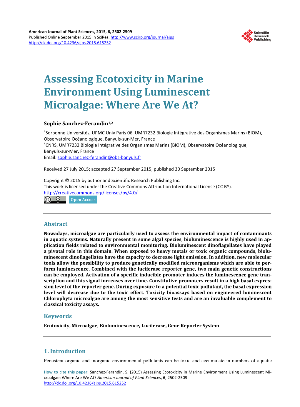 Assessing Ecotoxicity in Marine Environment Using Luminescent Microalgae: Where Are We At?