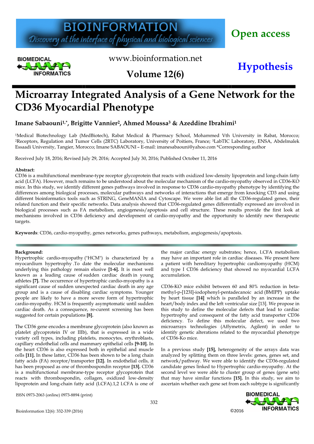 Open Access Hypothesis Microarray Integrated Analysis of a Gene