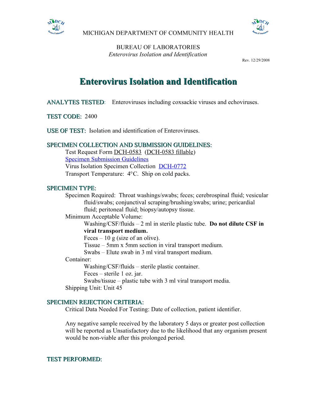 Enterovirus Isolation and Identification