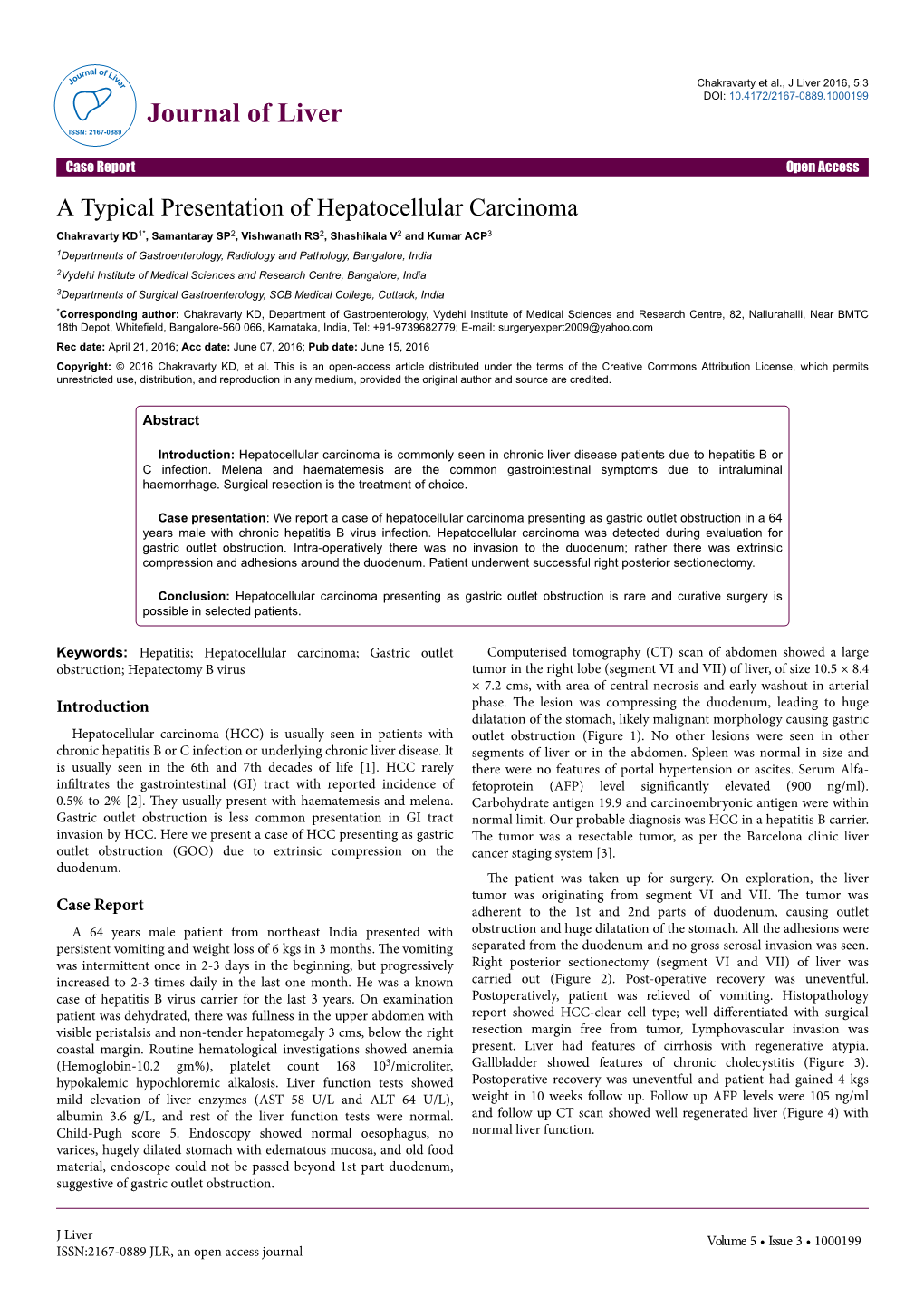 A Typical Presentation of Hepatocellular Carcinoma