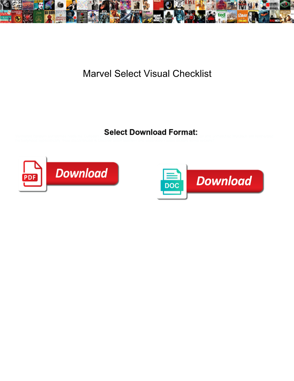 Marvel Select Visual Checklist