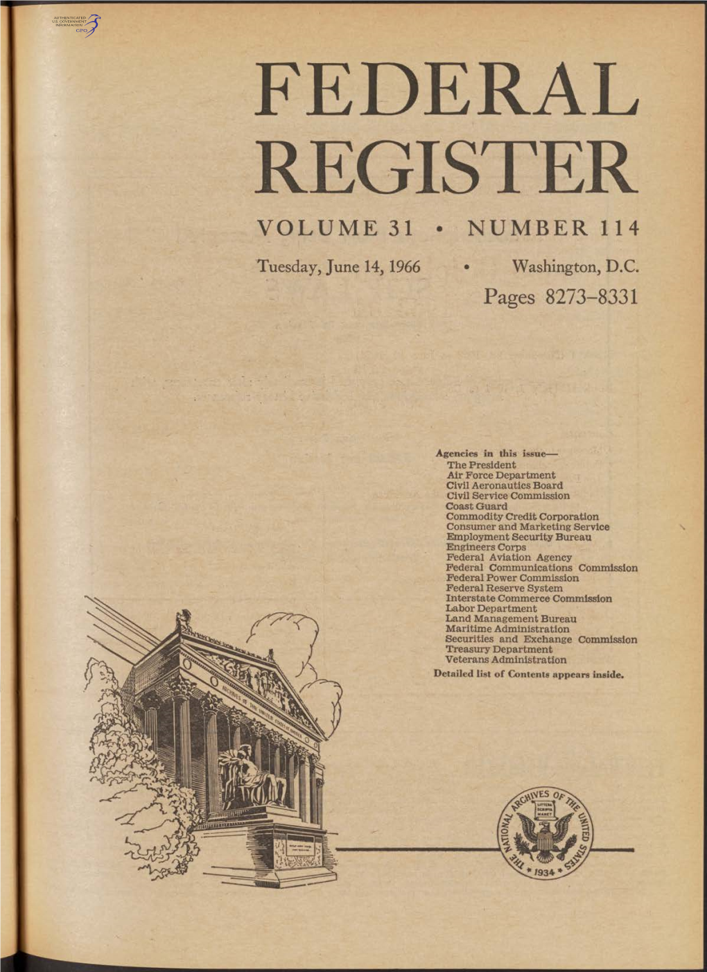 Federal Register Volume 31 • Number 114