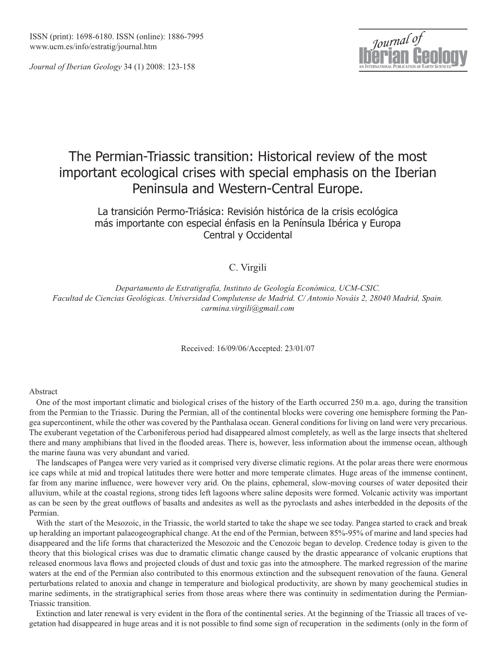 Libro 34(1).Indb 123 19/12/2007 20:39:56 124 Virgili / Journal of Iberian Geology 34 (1) 2008: 123-158