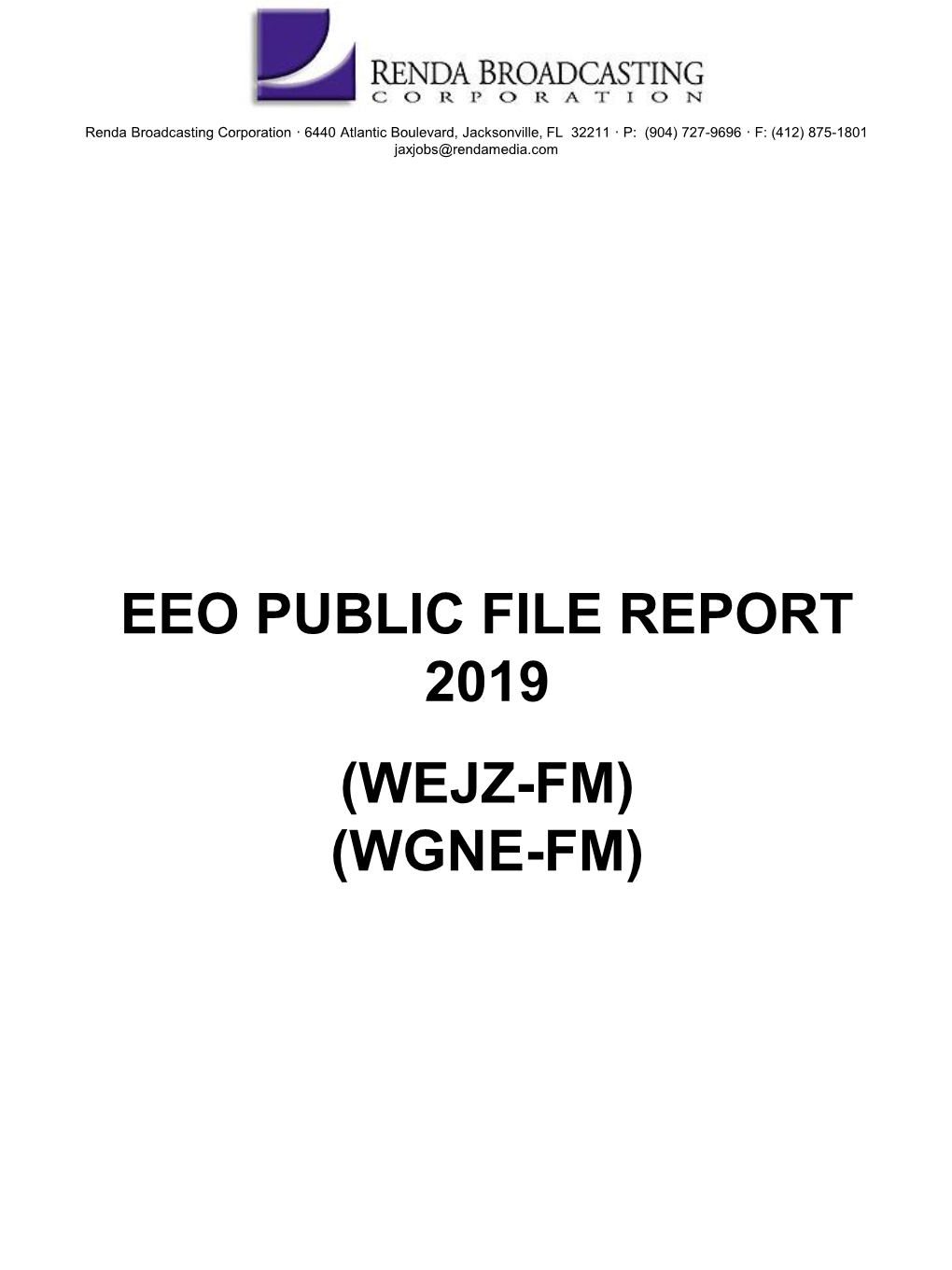 Eeo Public File Report 2019 (Wejz-Fm) (Wgne-Fm)