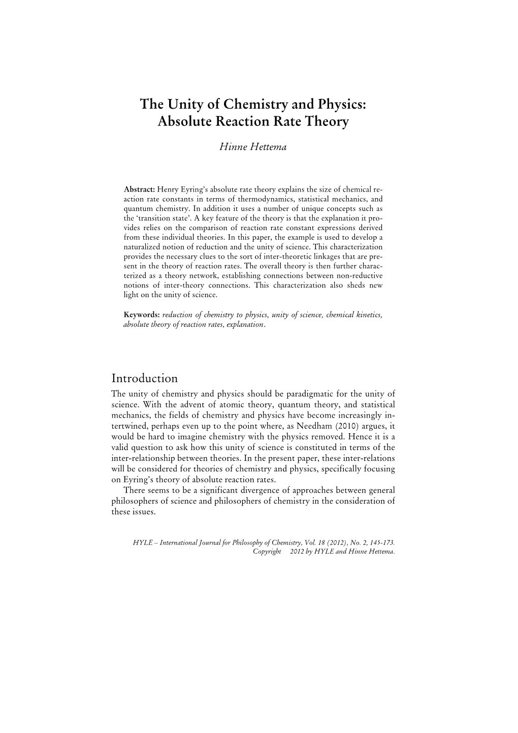 Absolute Reaction Rate Theory