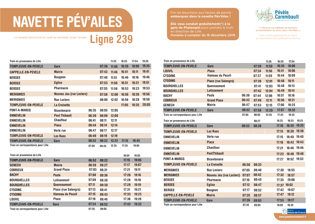 Navette Pevele Ligne 239 COMPLETE DEC2019