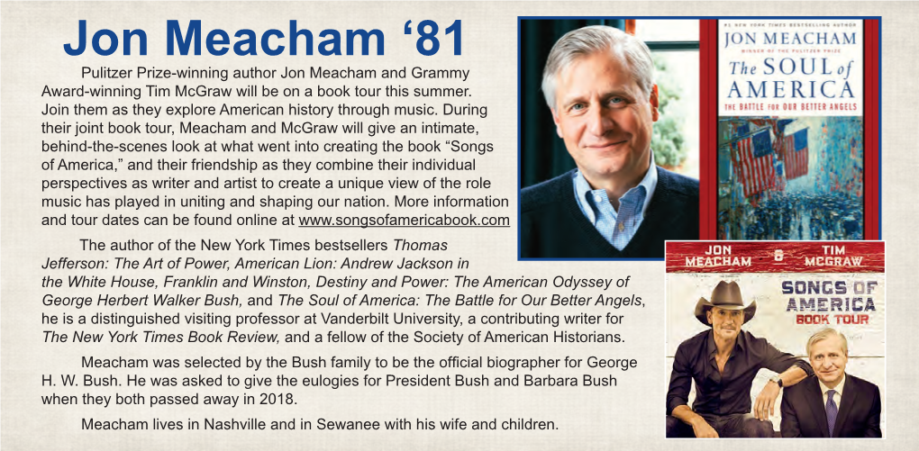 Jon Meacham ‘81 Go to Or to • by Regular Mail: St