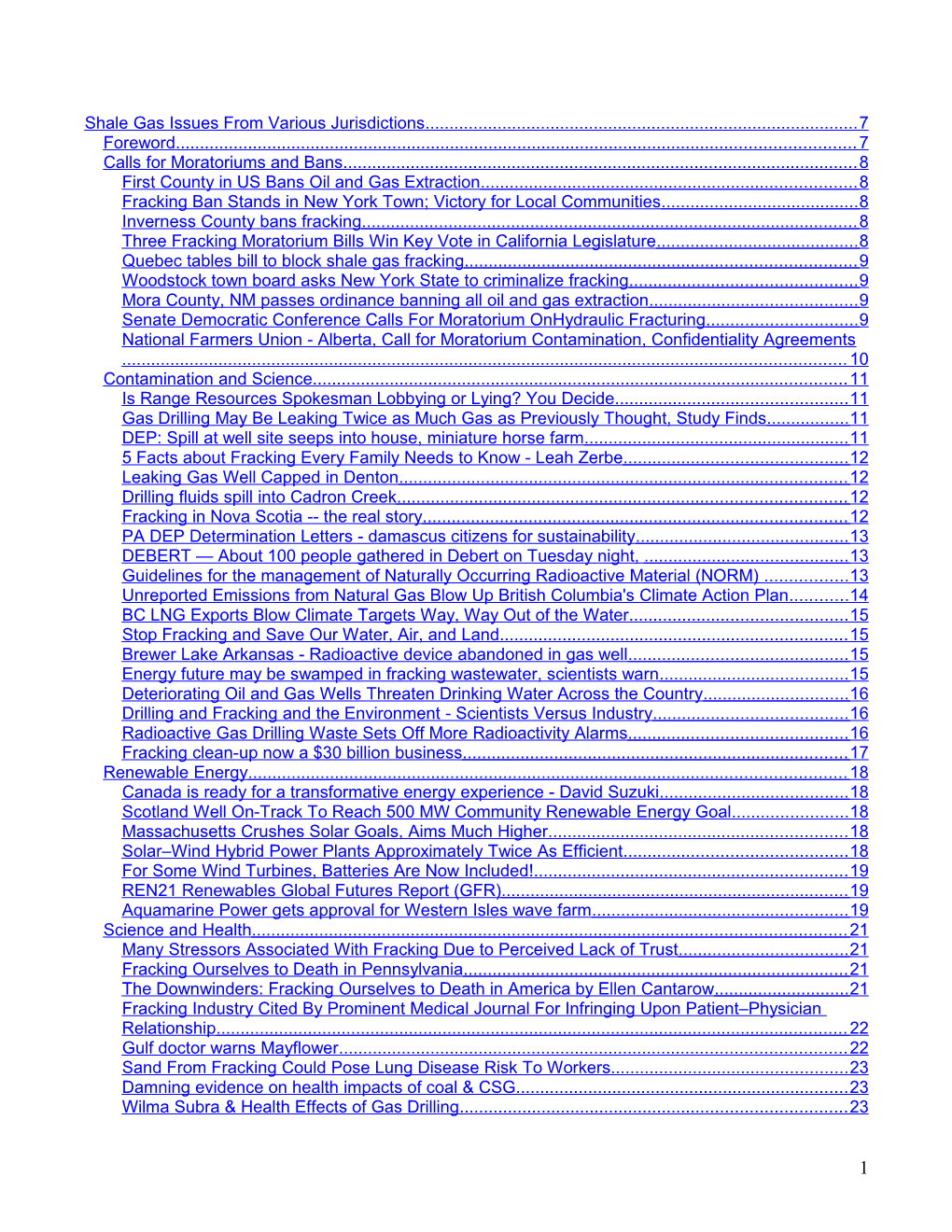 Shale Gas Issues from Various Jurisdictions