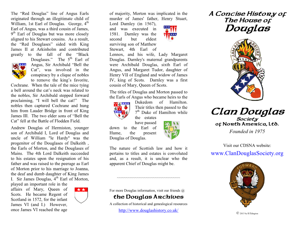 Clan Douglas Society of North America Is a Charitable Non-Profit