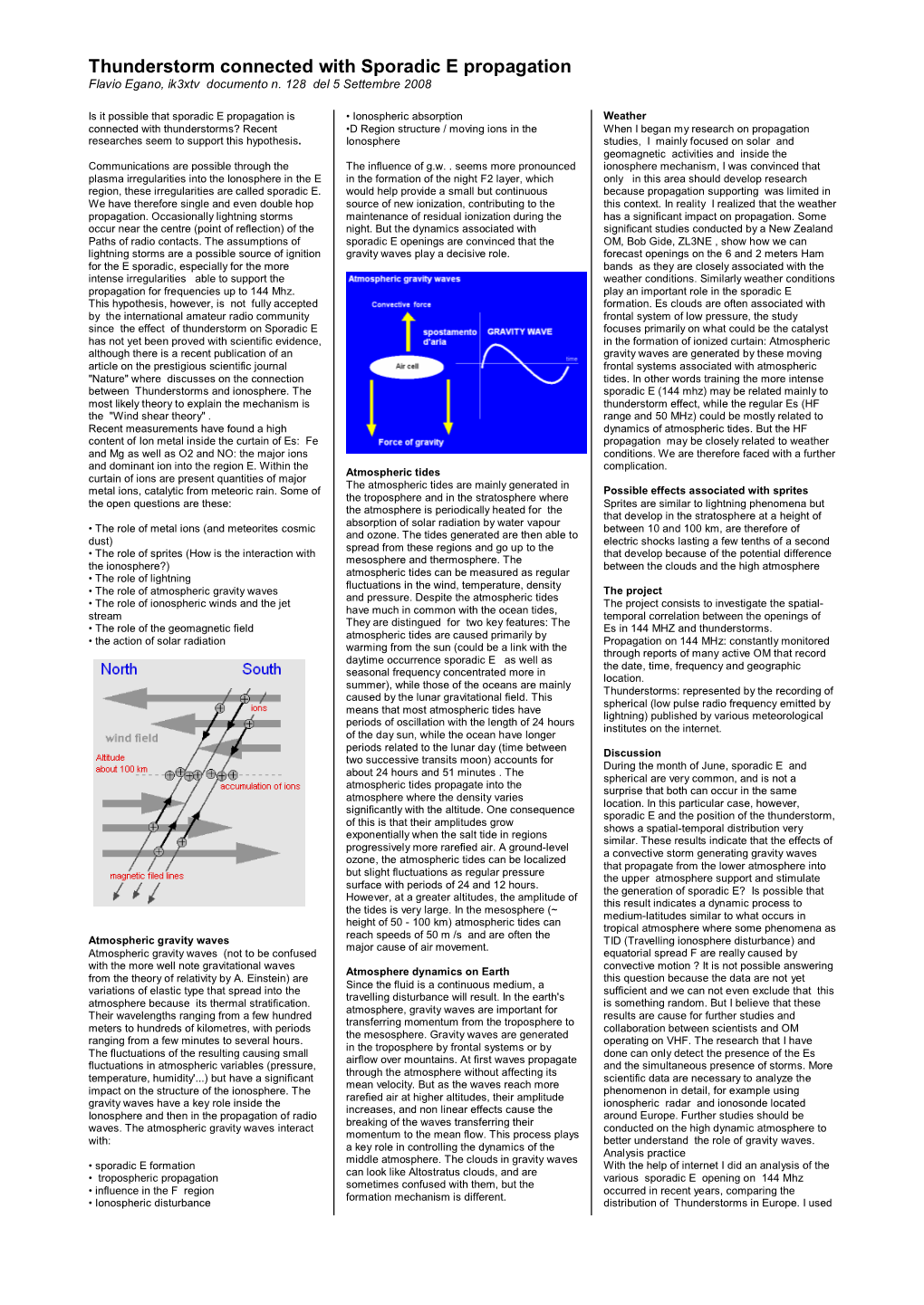 Thunderstorm Connected with Sporadic E Propagation Flavio Egano, Ik3xtv Documento N
