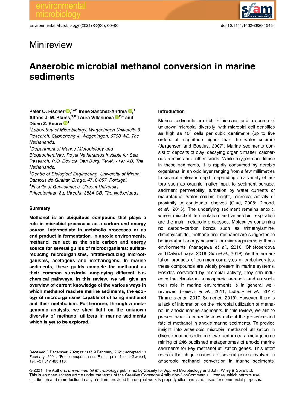 Anaerobic Microbial Methanol Conversion in Marine Sediments