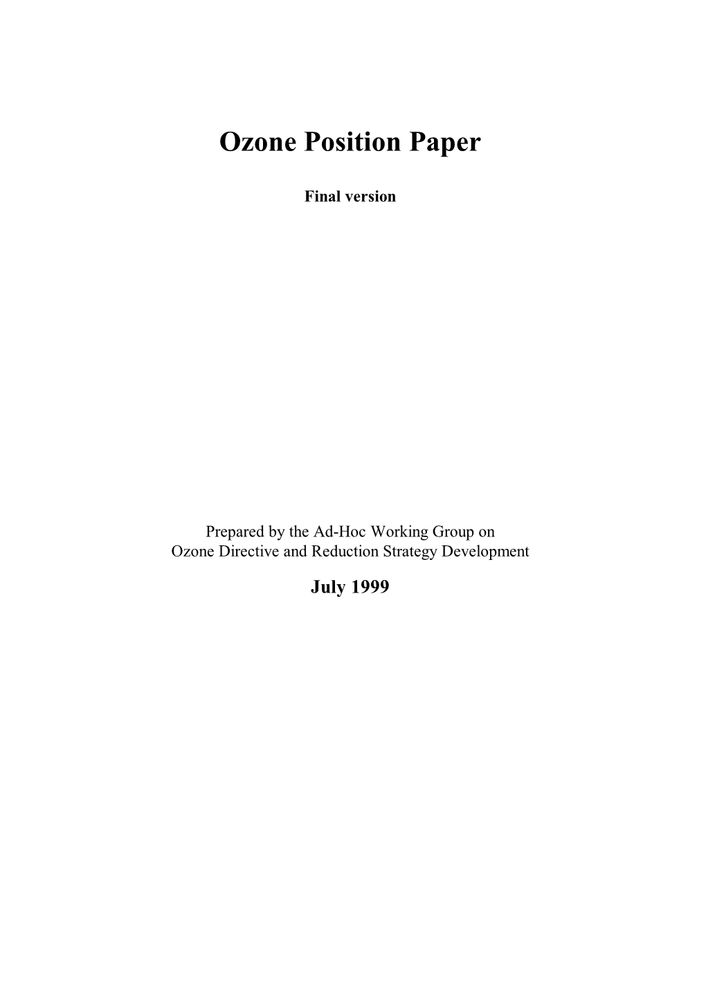 Ozone Position Paper