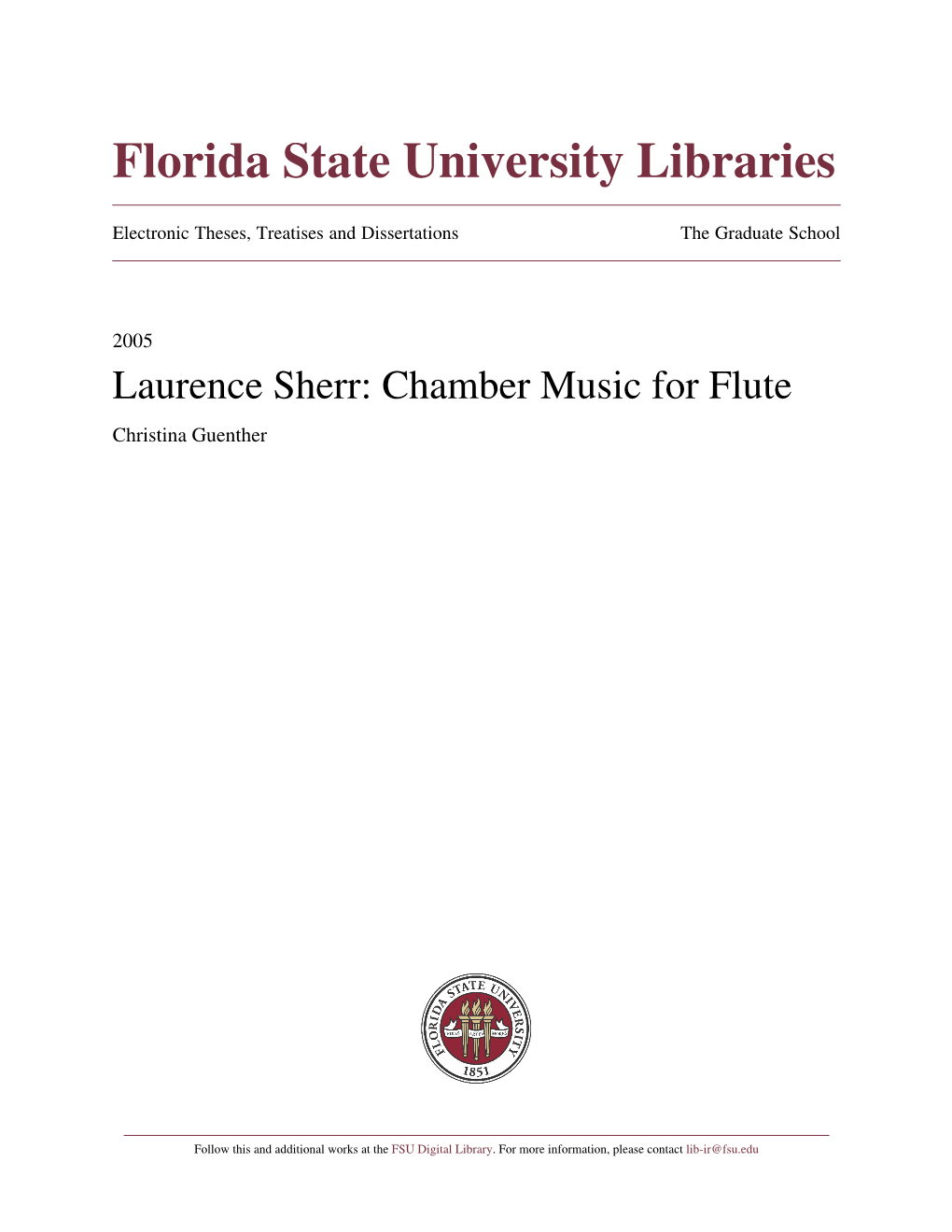 Chamber Music for Flute Christina Guenther
