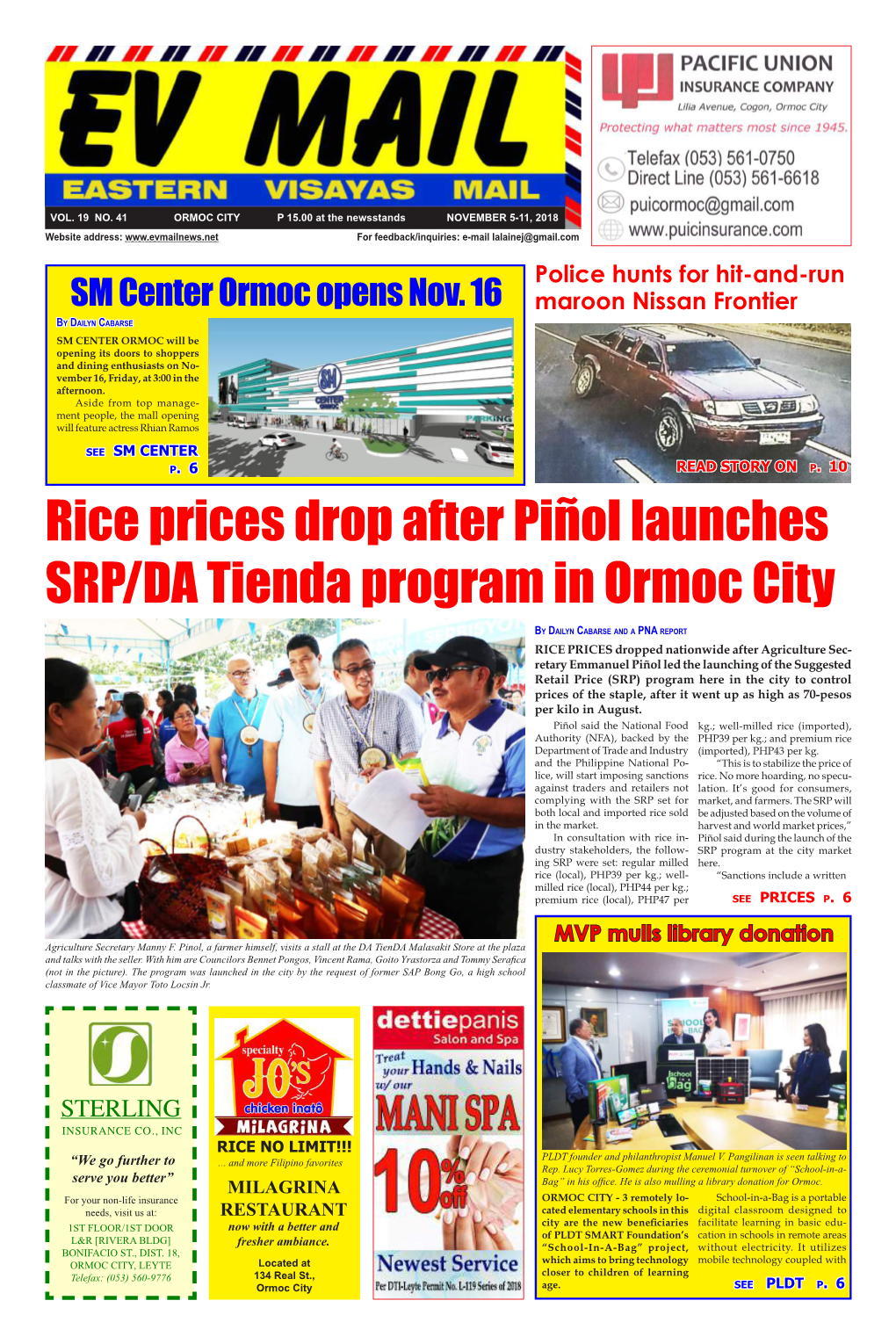 Rice Prices Drop After Piñol Launches SRP/DA Tienda Program in Ormoc