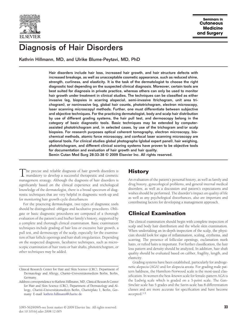 Diagnosis of Hair Disorders