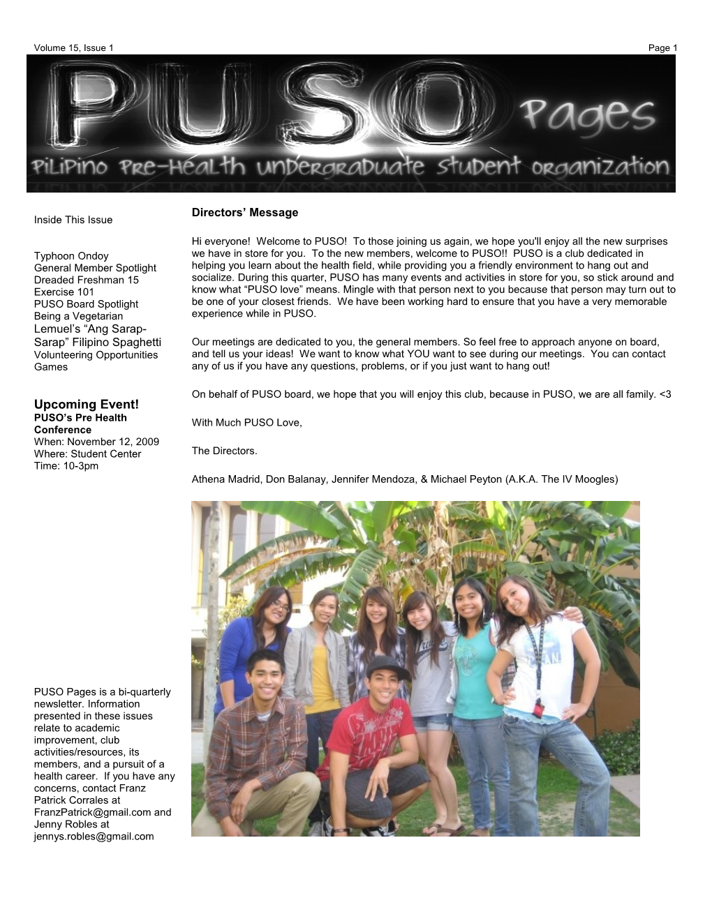 PUSO Pages, Vol. 15, Issue 1