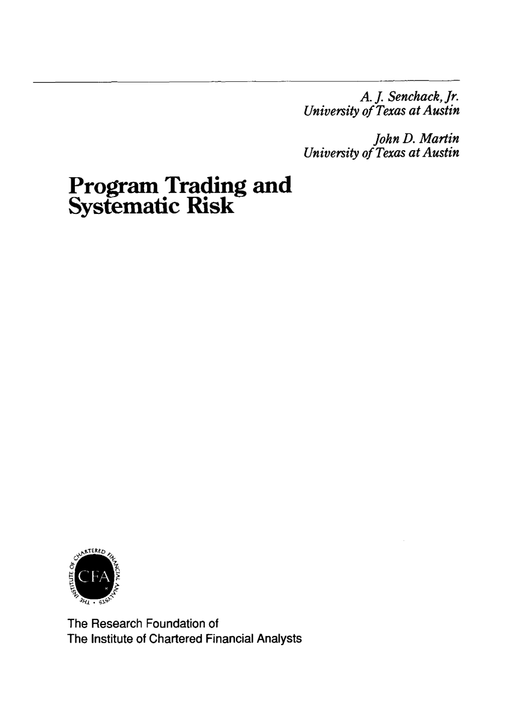 Program Trading and Systematic Risk