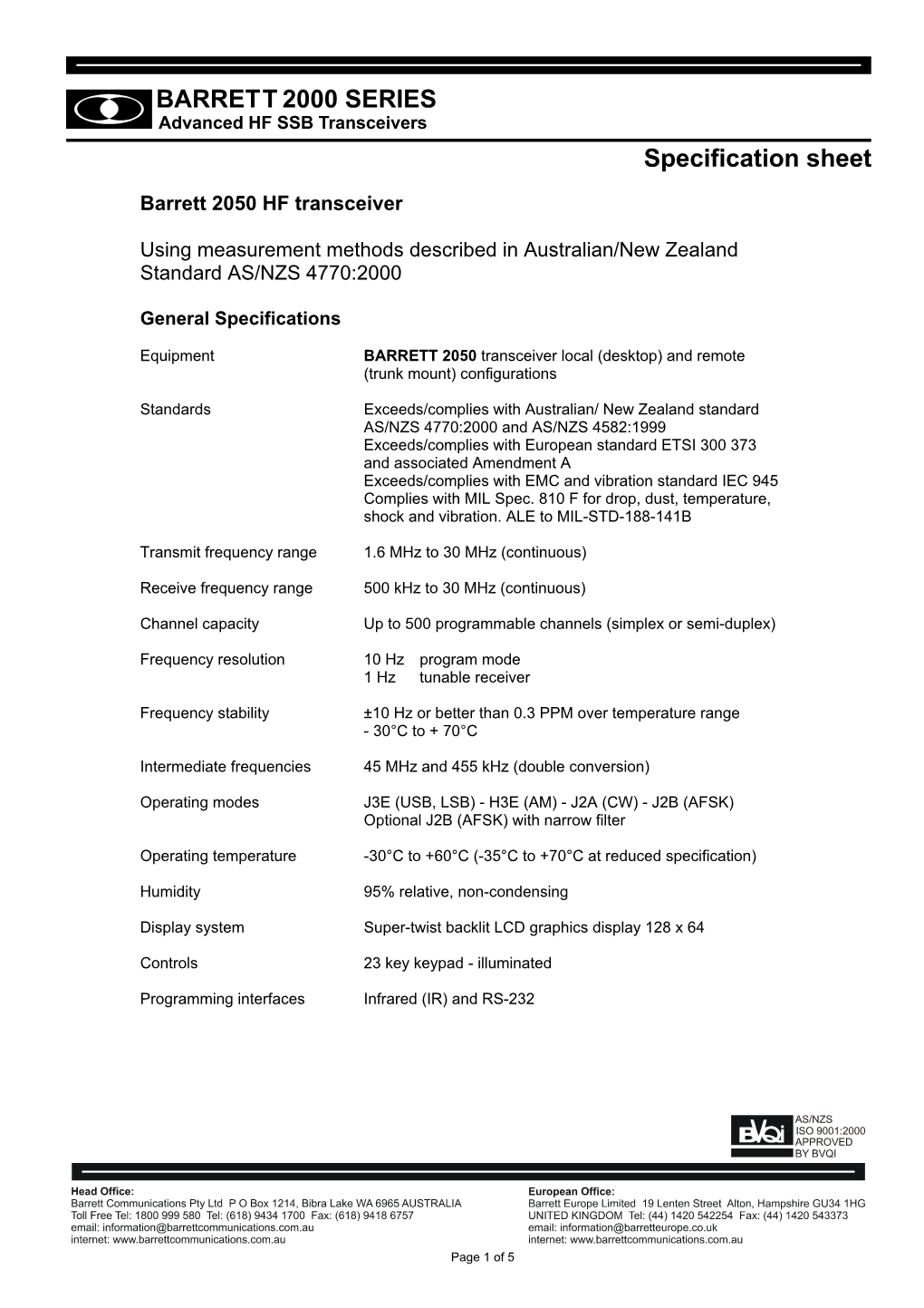 Barrett 2050 HF Transceiver Using Measurement Methods Described In