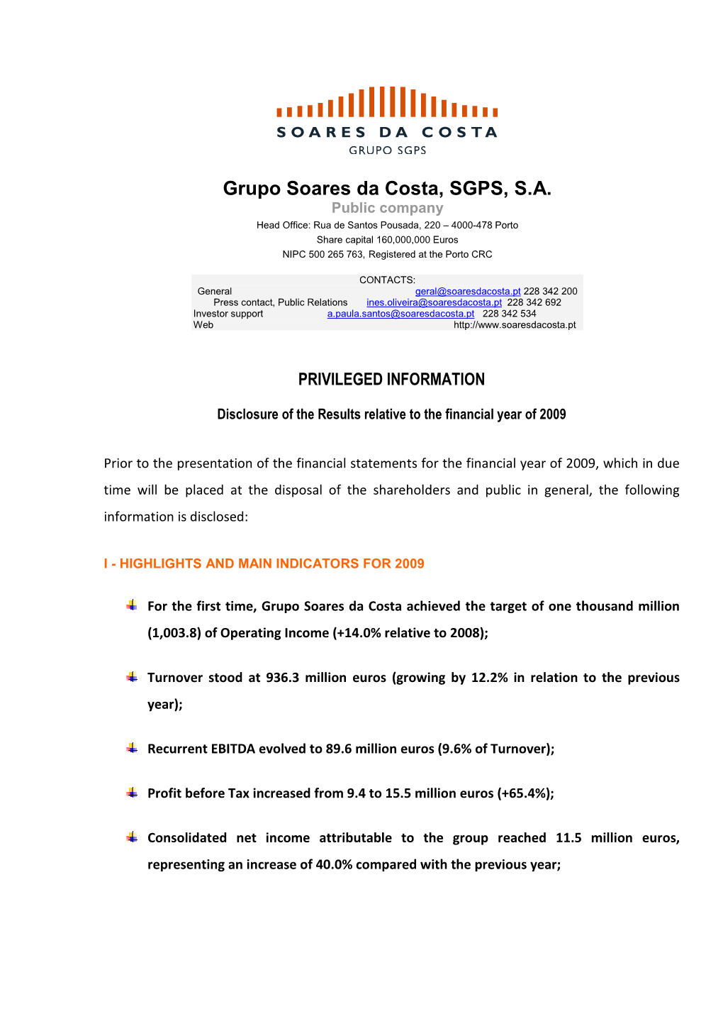 Grupo Soares Da Costa, SGPS, S.A