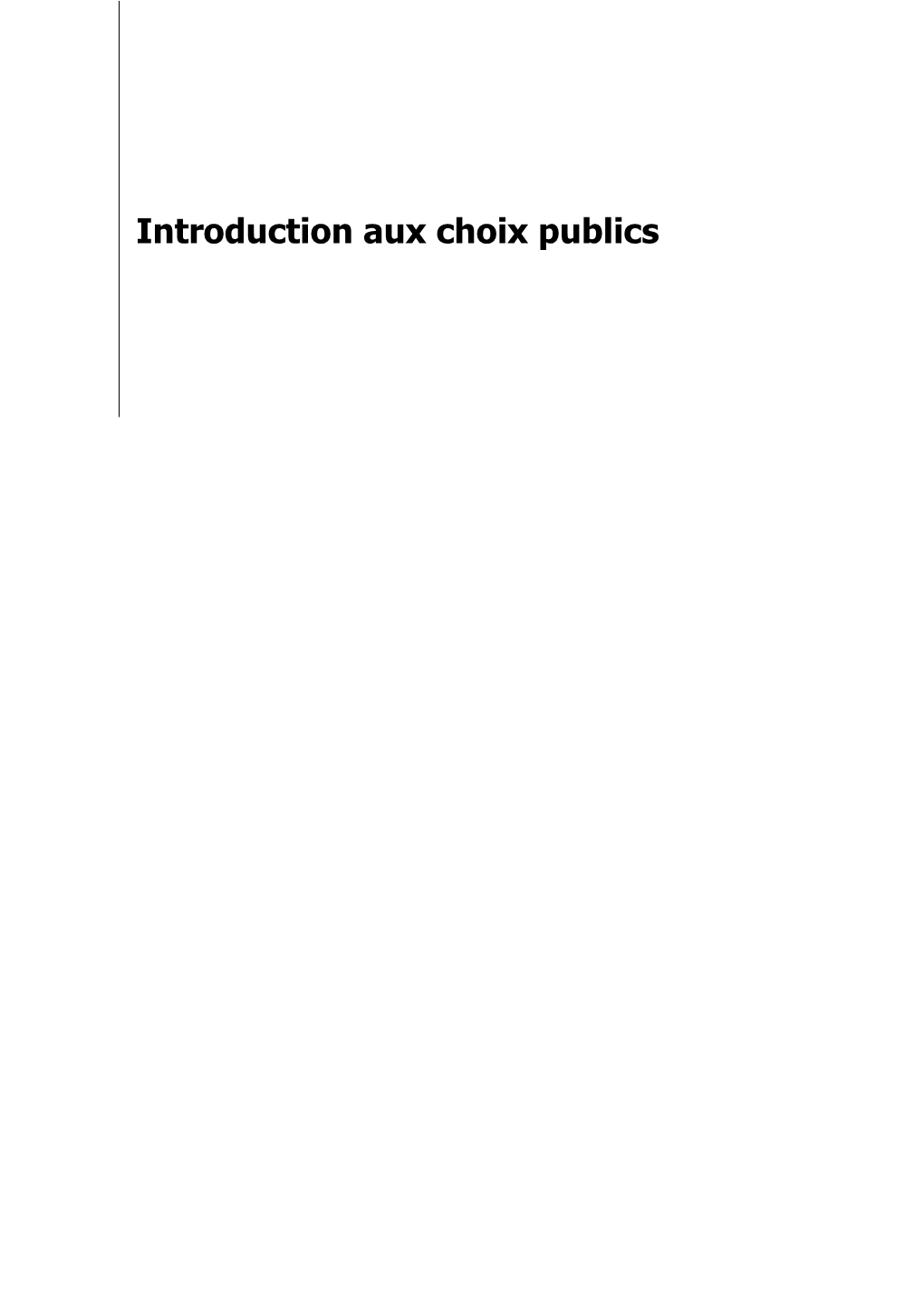 Introduction Aux Choix Publics