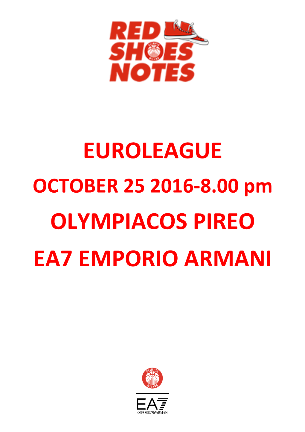 Euroleague Olympiacos Pireo Ea7 Emporio Armani