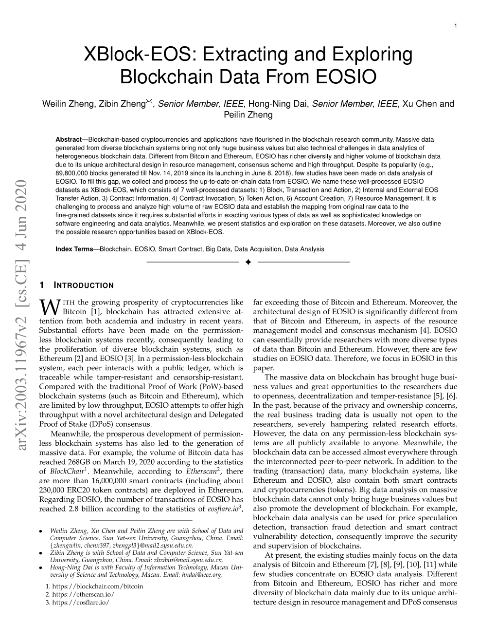 Xblock-EOS: Extracting and Exploring Blockchain Data from EOSIO