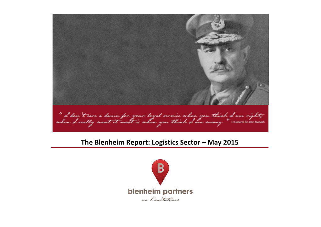 The Blenheim Report: Logistics Sector – May 2015