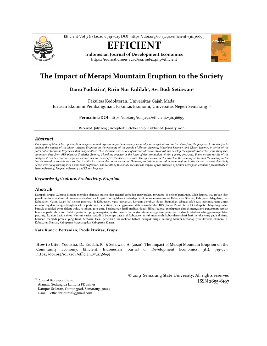 Efficient Vol 3 (1) (2020): 719 -725 DOI