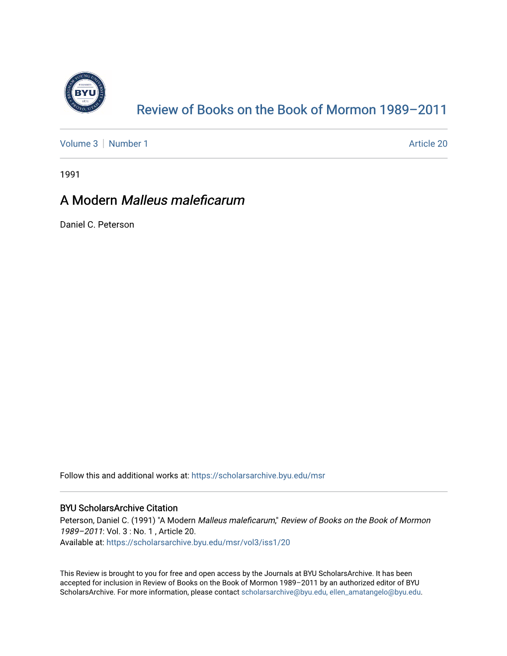 A Modern Malleus Maleficarum