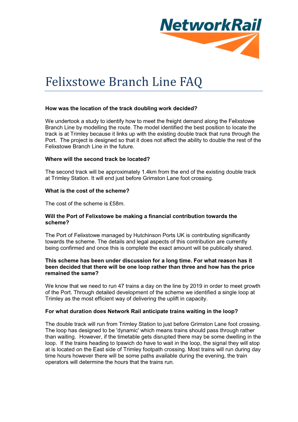 Felixstowe Branch Line FAQ