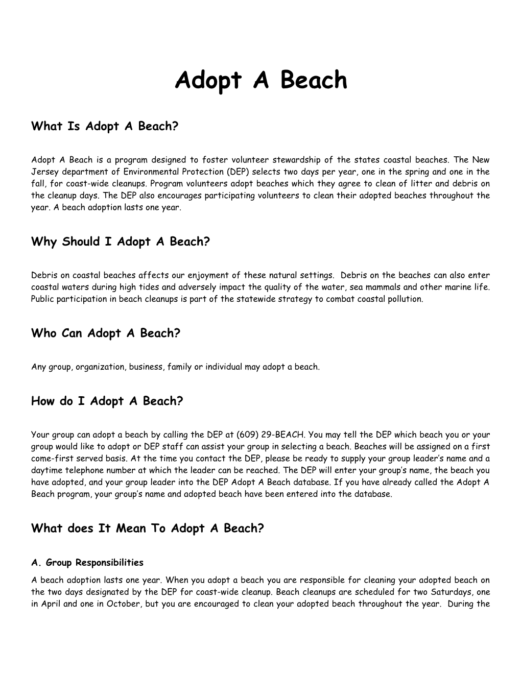 What Is Adopt a Beach?