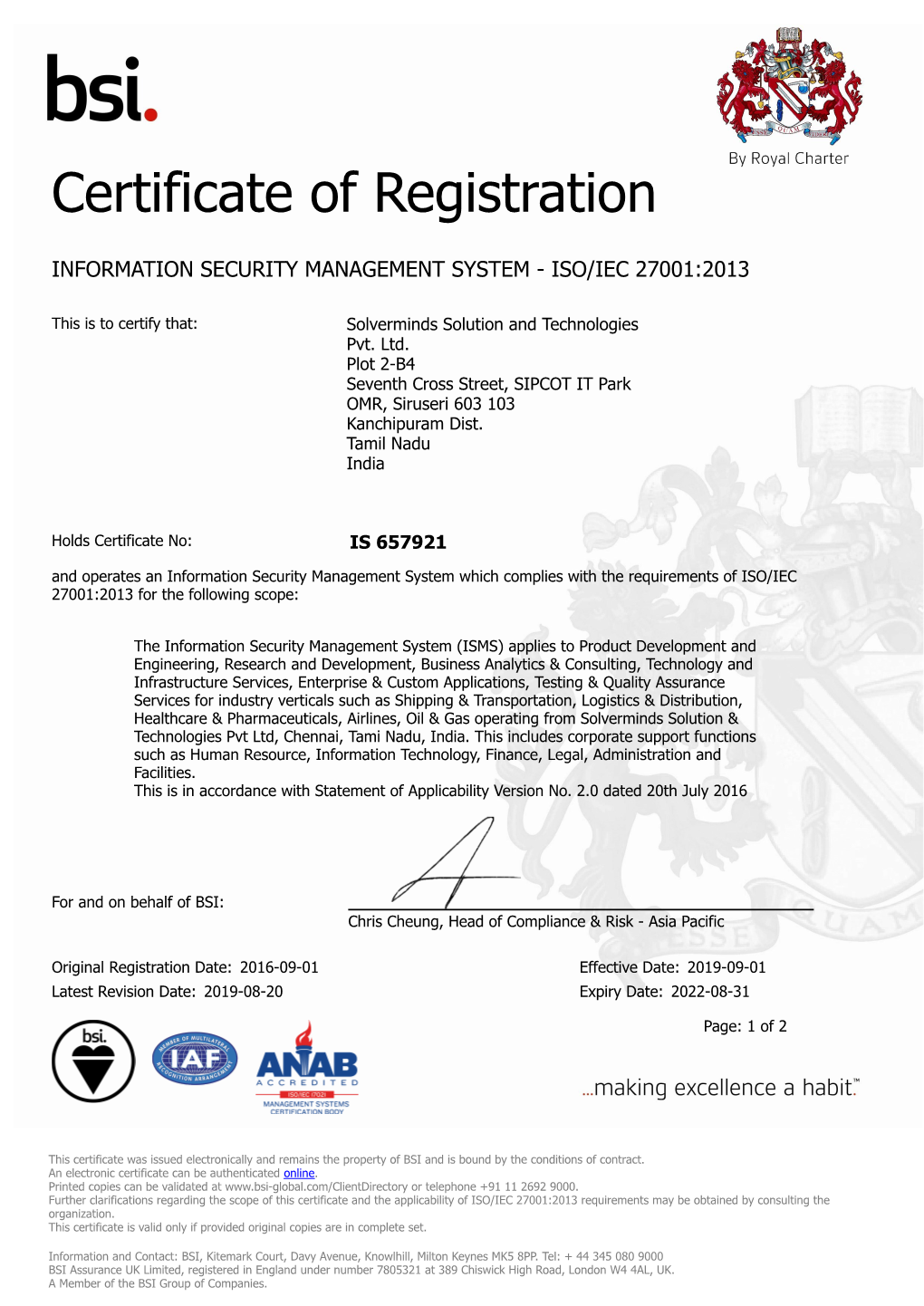 Certificate of Registration