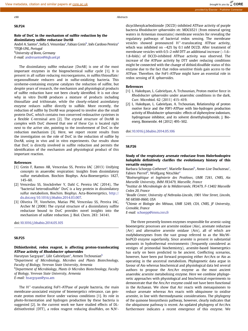 Study of the Respiratory Arsenate Reductase from Halorhodospira