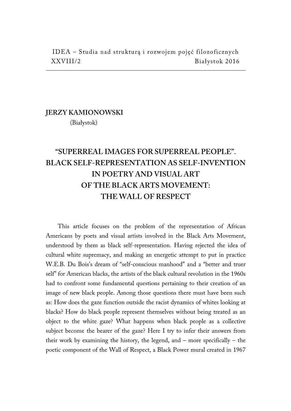“Superreal Images for Superreal People”. Black Self-Representation As Self-Invention in Poetry and Visual Art of the Black Arts Movement: the Wall of Respect