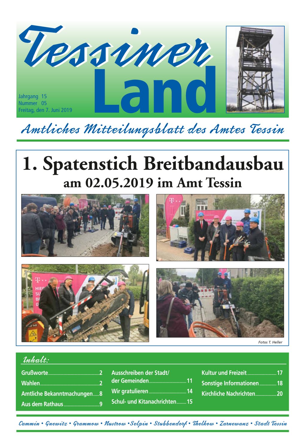 1. Spatenstich Breitbandausbau Am 02.05.2019 Im Amt Tessin Amtliches Mitteilungsblatt Des Amtes Tessin